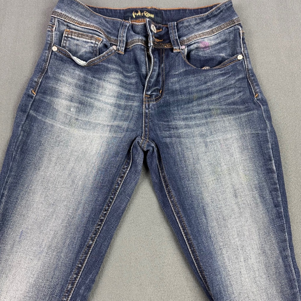Indigo Rein Womens Skinny Jeans Size 7 Dark Wash Whiskered Stretch Denim Slim - Picture 7 of 9